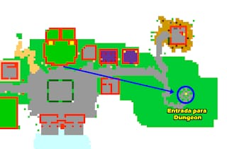 Localização da entrada para a área das Dungeons.