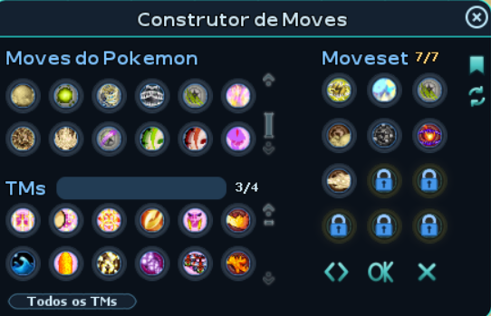 Agora pronto! basta passar o cursos do mouse em cima do move para saber se ele é physical (físico) ou special (especial). OBS: moves listados como ''Status'' não são nenhuma dessas categorias, mas quando dão dano, costumam levar em conta o dano especial.