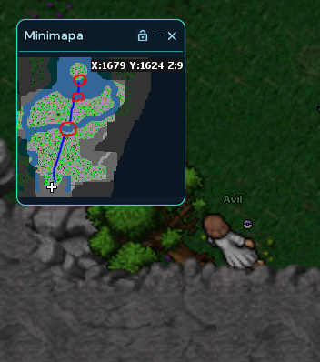 O caminho é bem simples, mas terá que tomar cuidado no trajeto para não acabar perdendo seu pokémon de surf, já que existem muitos pokémons de planta no caminho. Observe as marcações em vermelho, você terá de utilizar seu pokémon de surf nestas separações, e então seguir o trajeto marcado em azul.